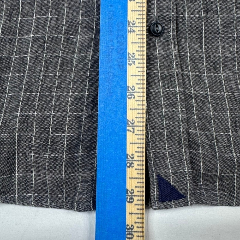 UNTUCKit Linen Button Down Shirt Mens Large Gray Plaid Long Sleeve Windowpane - Picture 7 of 8